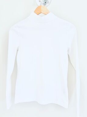 Banana Republic Classic White Mock Neck Long Sleeve Top